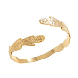 Feather Bangle Bracelet for Women Girl Stainless Steel Cuff Jewelry