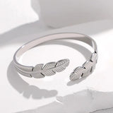 316L Stainless Steel Feather Cuff Bracelet For Women Girl