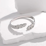 316L Stainless Steel Feather Cuff Bracelet For Women Girl