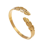 316L Stainless Steel Feather Cuff Bracelet For Women Girl