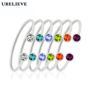 Stainless Steel Birthstones Bangle Bracelet For Women