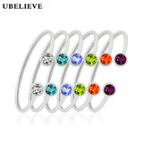 Stainless Steel Birthstones Bangle Bracelet For Women