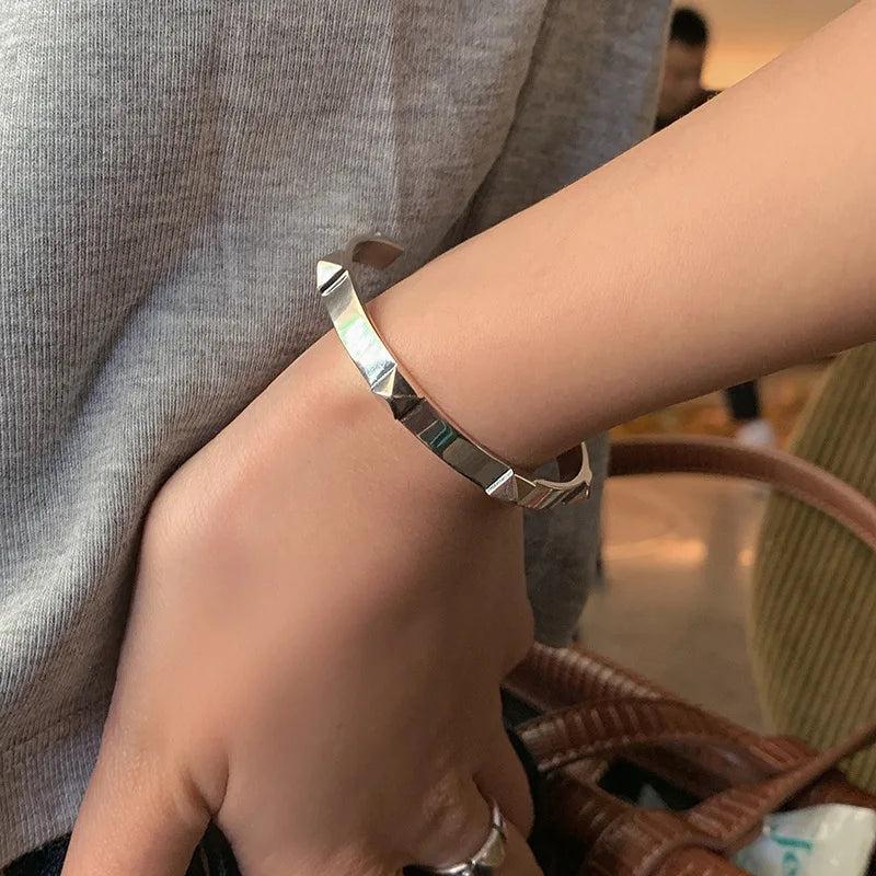 Vintage Punk Silver Bracelet Thai Silver Style Geometric Party Jewelry