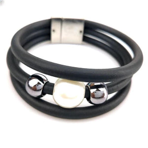 Alloy Bead Charm Bracelet Women Elastic Soft Rubber Material Pearl Accessory