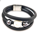 Alloy Bead Charm Bracelet Women Elastic Soft Rubber Material Pearl Accessory