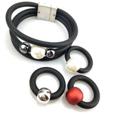 Alloy Bead Charm Bracelet Women Elastic Soft Rubber Material Pearl Accessory