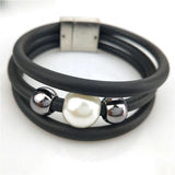 Alloy Bead Charm Bracelet Women Elastic Soft Rubber Material Pearl Accessory