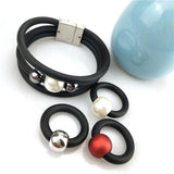Alloy Bead Charm Bracelet Women Elastic Soft Rubber Material Pearl Accessory