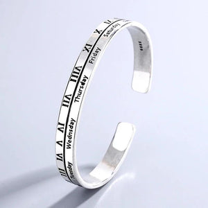 Roman Numeral Bracelet Silver Plated English Alphabet Opening Bangle