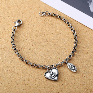 Foxanry Silver Angel LOVE Heart Bracelet for Women