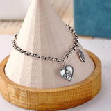 Foxanry Silver Angel LOVE Heart Bracelet for Women