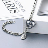 Foxanry Silver Angel LOVE Heart Bracelet for Women