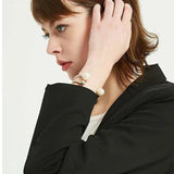 Geometric Asymmetry Pearl Double Layer Opening Adjustable Bangle