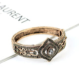 Vintage Bangle Cuff Bracelet Grey Crystal Flower Banquet Jewelry