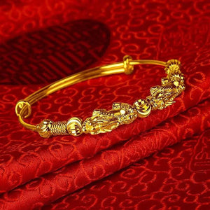 24k Pure Bangles for Women, Ancient Animal Brave Troops Jewelry