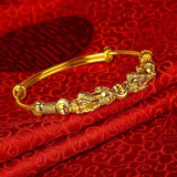 24k Pure Bangles for Women, Ancient Animal Brave Troops Jewelry