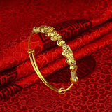 24k Pure Bangles for Women, Ancient Animal Brave Troops Jewelry