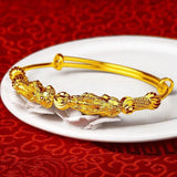24k Pure Bangles for Women, Ancient Animal Brave Troops Jewelry