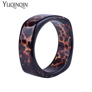 Leopard Print Acrylic Wide Resin Cuff Bracelet for Women