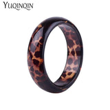 Leopard Print Acrylic Wide Resin Cuff Bracelet for Women