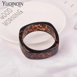 Leopard Print Acrylic Wide Resin Cuff Bracelet for Women