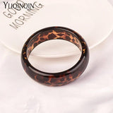 Leopard Print Acrylic Wide Resin Cuff Bracelet for Women