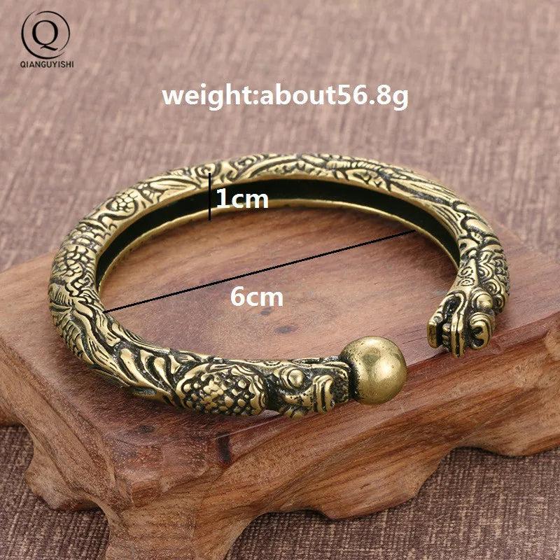 Vintage Brass Dragon Bracelet Punk Link Chain Cuff Bracelet