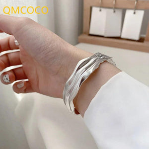 Silver Geometric Wide Bracelet Vintage Punk Party Jewelry
