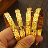 24k 65MM Dubai Wedding Bangles Ethiopian Jewelry Indian Women Bracelets