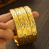 24k 65MM Dubai Wedding Bangles Ethiopian Jewelry Indian Women Bracelets