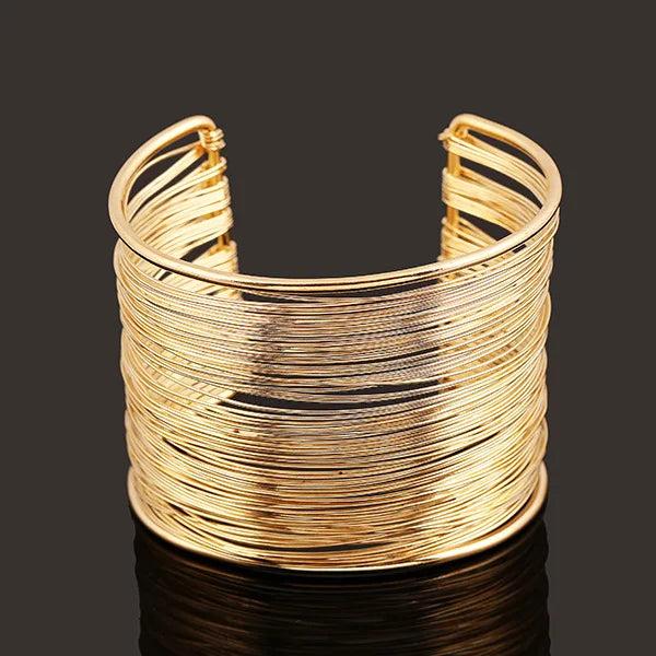 Silver Multi-Layer Metal Wires Open Bangle Cuff Bracelet
