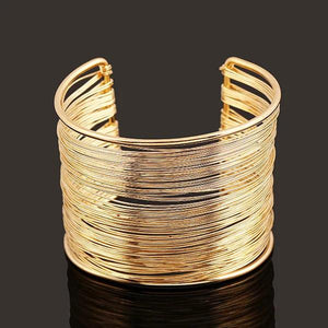 Silver Multi-Layer Metal Wires Open Bangle Cuff Bracelet