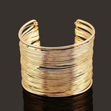 Silver Multi-Layer Metal Wires Open Bangle Cuff Bracelet