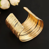 Silver Multi-Layer Metal Wires Open Bangle Cuff Bracelet