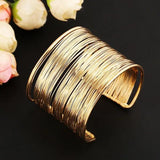 Silver Multi-Layer Metal Wires Open Bangle Cuff Bracelet