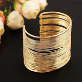 Silver Multi-Layer Metal Wires Open Bangle Cuff Bracelet