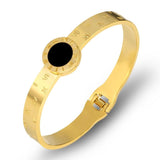 Vintage Style Stainless Steel Roman Numeral Bangles for Women