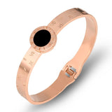 Vintage Style Stainless Steel Roman Numeral Bangles for Women