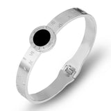 Vintage Style Stainless Steel Roman Numeral Bangles for Women