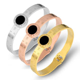 Vintage Style Stainless Steel Roman Numeral Bangles for Women