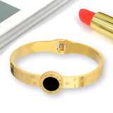 Vintage Style Stainless Steel Roman Numeral Bangles for Women