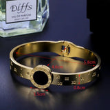 Vintage Style Stainless Steel Roman Numeral Bangles for Women