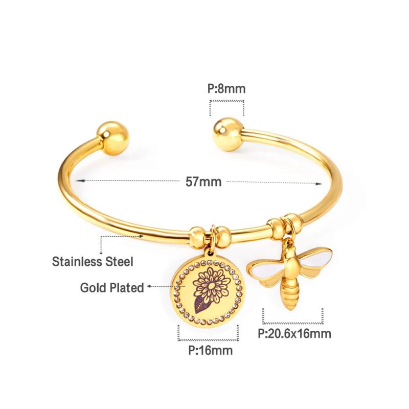 Adjustable Wrist Cuff Bracelet Charm Bangle for Women