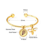Adjustable Wrist Cuff Bracelet Charm Bangle for Women
