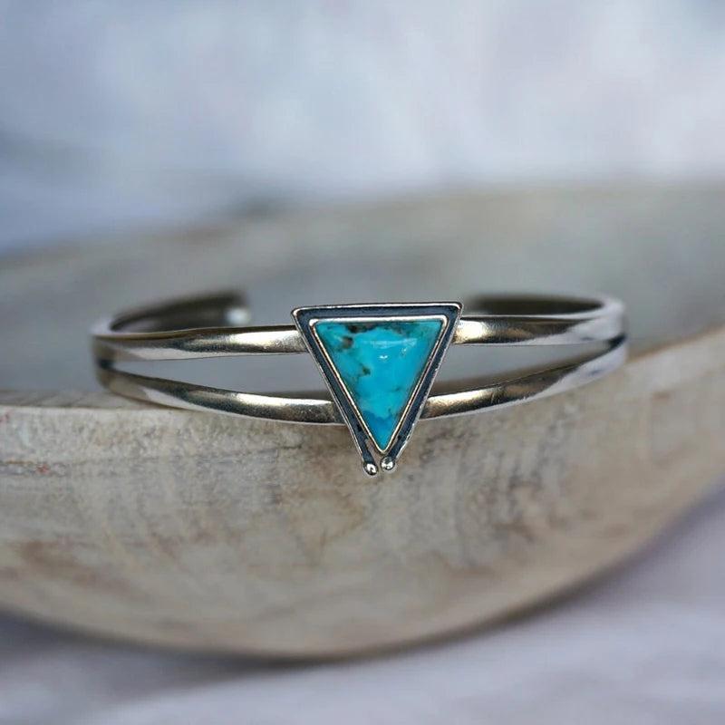 Bohemia Triangular Stone Hand Jewelry Silver Bracelet