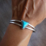 Bohemia Triangular Stone Hand Jewelry Silver Bracelet