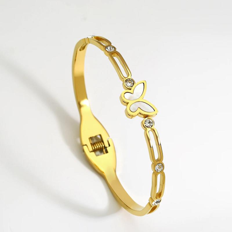 Butterfly Stainless Steel Bangle Bracelet Charm Texture Gift