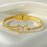 Butterfly Stainless Steel Bangle Bracelet Charm Texture Gift