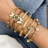 Butterfly Stainless Steel Bangle Bracelet Charm Texture Gift
