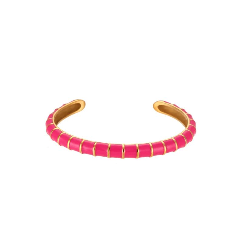 18K Plated Stainless Steel Open Caterpillar Oil Dropping Bracelet For Women